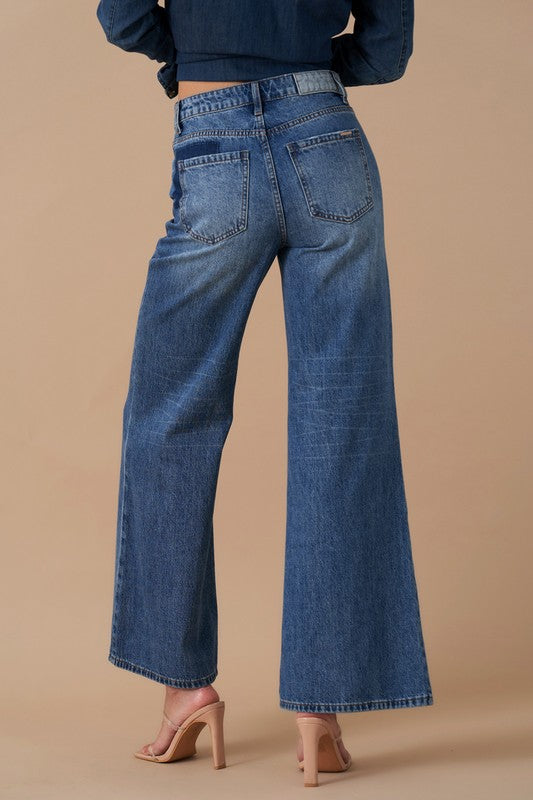 Patchwork Wide-Leg Jeans – Relaxed Retro Chic Denim Insane Gene   