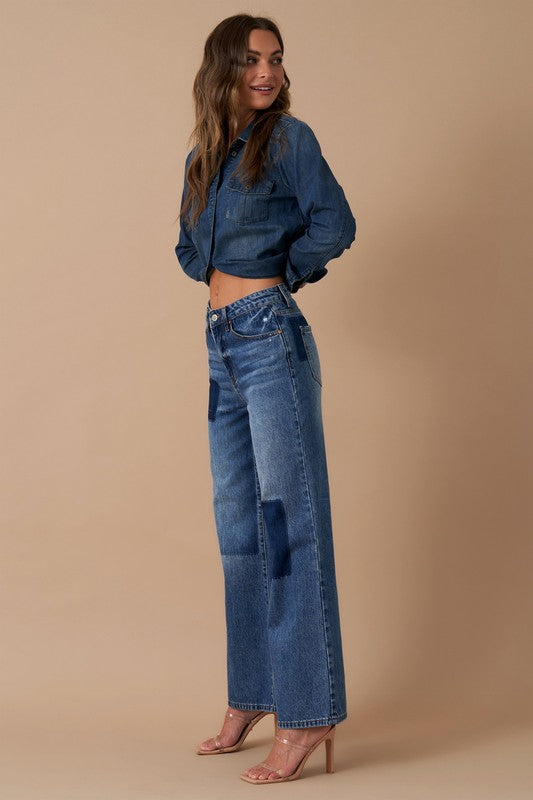 Patchwork Wide-Leg Jeans – Relaxed Retro Chic Denim Insane Gene   