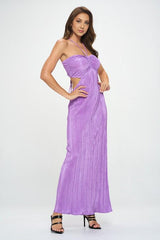 Plisse Halterneck Maxi Cutout Dress with Open Back Renee C.   