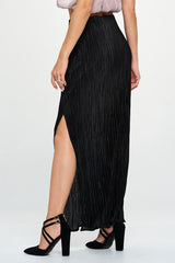 Plisse Maxi Skirt with Slit Renee C.   