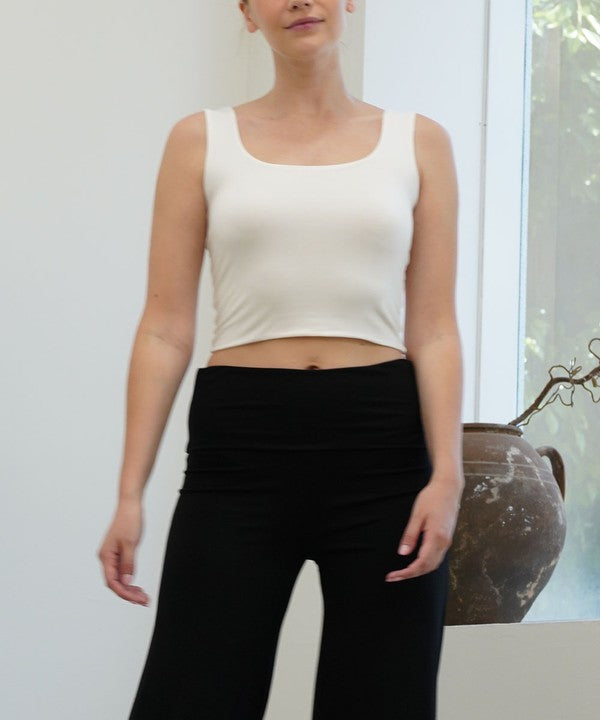 Bamboo Double Layered Crop Tank Top Fabina IVORY S 