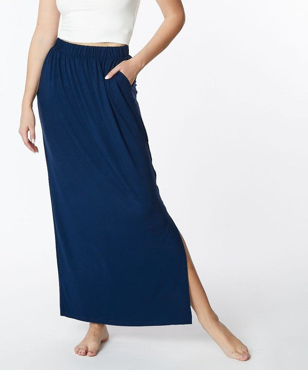 Bamboo Classic Slit Maxi Skirt Fabina   