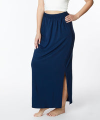 Bamboo Classic Slit Maxi Skirt Fabina SLATE NAVY S 