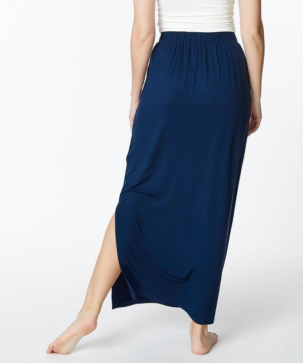 Bamboo Classic Slit Maxi Skirt Fabina   