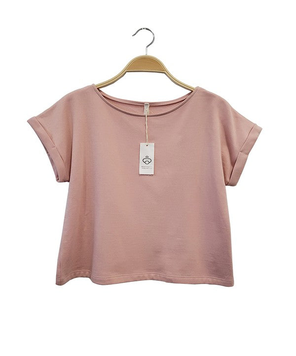 Brushed Organic Hemp Loose Fit Crop Top Fabina   