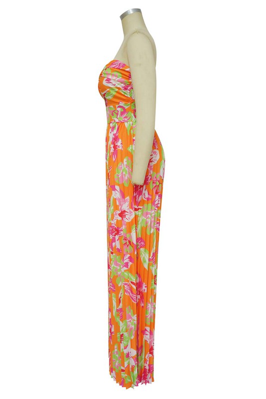 Floral Bandeau Style Wide Leg Jumpsuit By Claude   