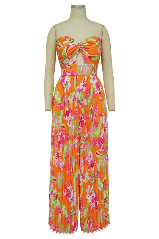 Floral Bandeau Style Wide Leg Jumpsuit By Claude   