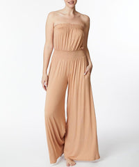 Bamboo Wide Leg Summer Romper Fabina CAMEL SM 