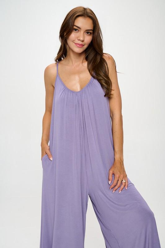 Lavender Modal Spandex Soft Knit Jumpsuit Renee C.   