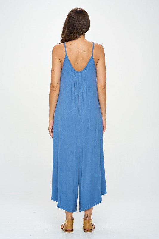 Blue Modal Spandex Soft Knit Jumpsuit Renee C.   