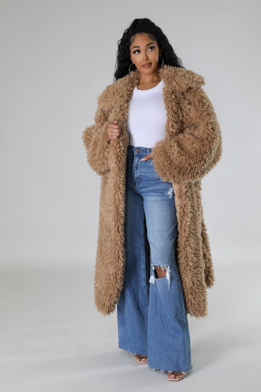 ATHINA Fuzzy Fur Winter Heavy Jacket Athina BROWN SM 