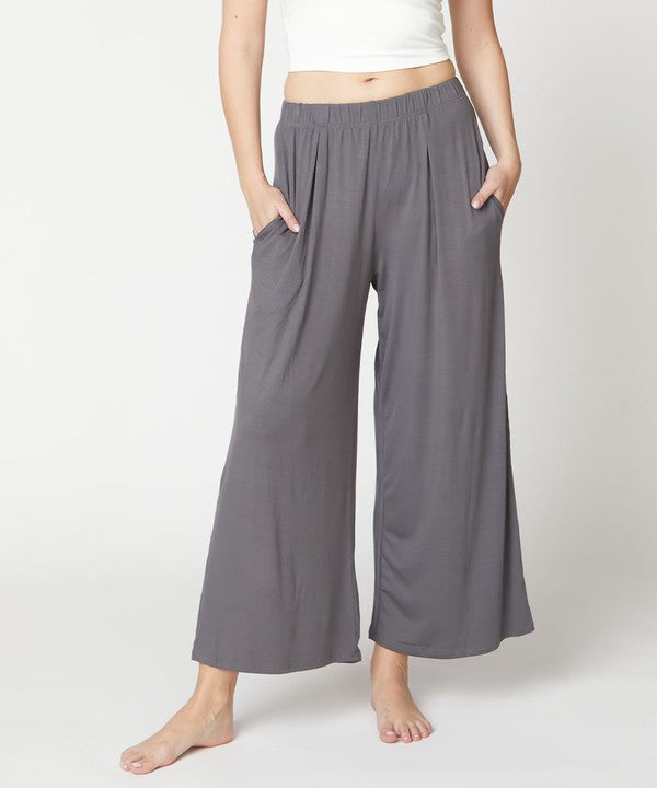 BAMBOO WIDE PANTS ANKLE LENGTH Fabina DULL GREY XL 