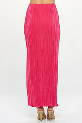 Fuchsia Plisse Maxi Skirt with Slit Renee C.   