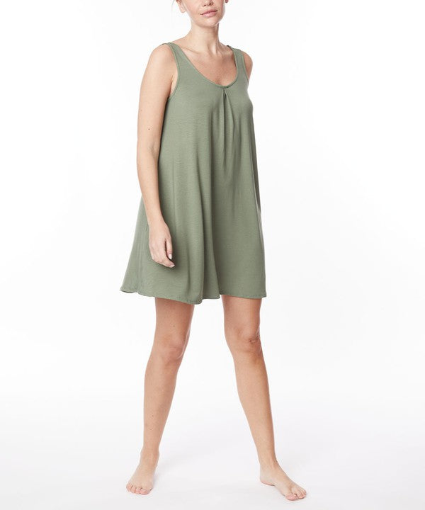 Bamboo Pajama Casual Cami Dress Fabina OLIVE S 