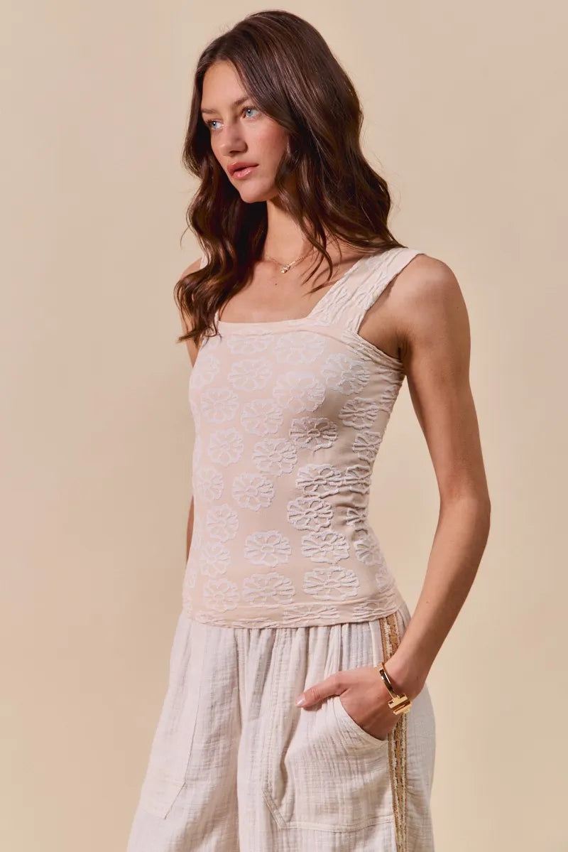 Two Tone Floral Seamless Tank Top So Me