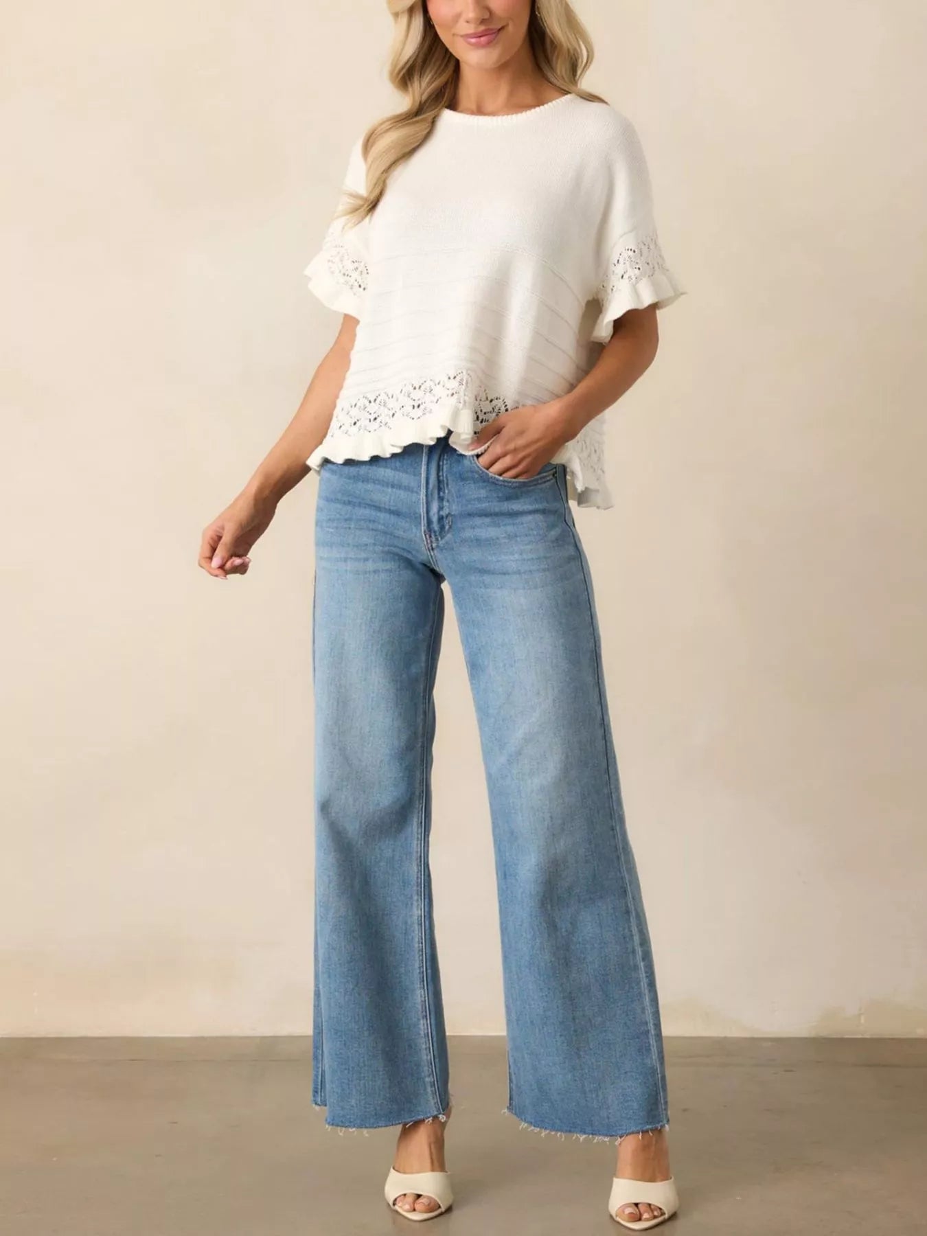 Lace Trimmed Knit Top Simmer & Fay