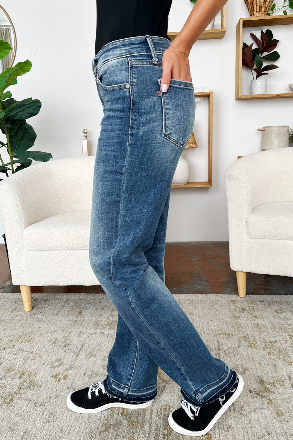 Mid Rise Release Hem Jeans Judy Blue   