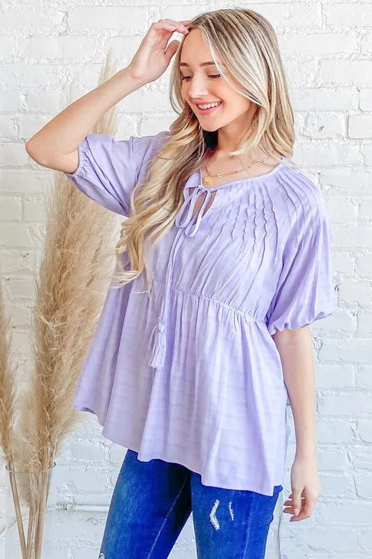 Textured Pintuck Blouse Top with Tassels And the Why
