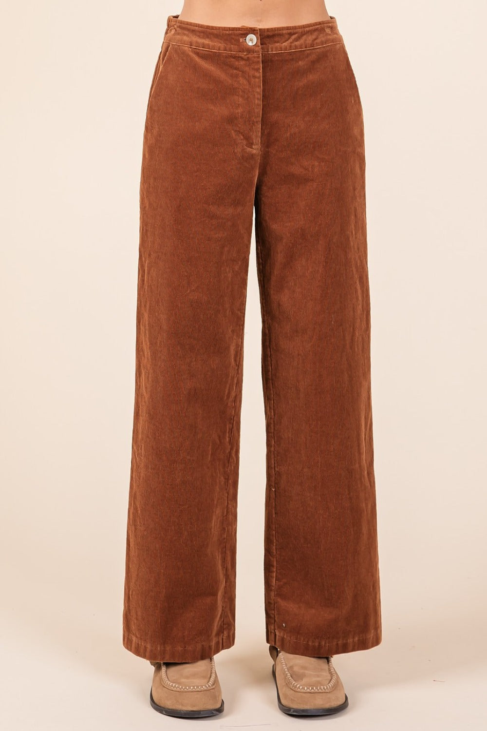 Corduroy Back Elastic Waist Pants Mittoshop   