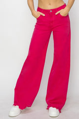 High Rise Wide Leg Jeans Risen Fuchsia 0(24) 