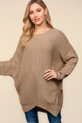 Side Slit Textured Asymmetric Sweater Haptics   