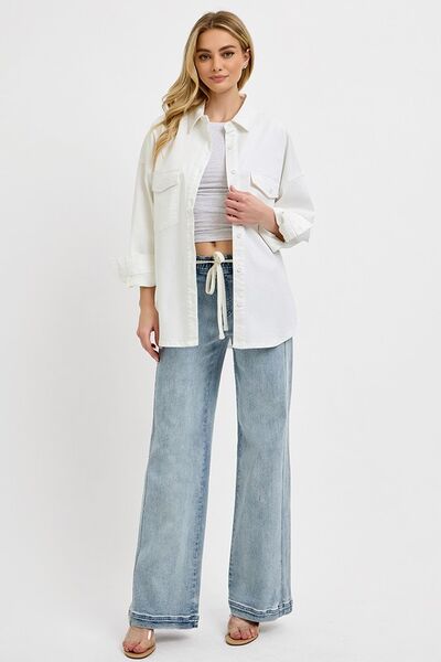 Straight Leg Jeans with Pockets Risen