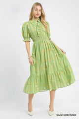 Vibrant Ruffle Smocked Midi Dress Umgee