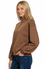 Scuba Half Zip Pullover Sweatshirt ZENANA