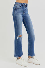 Distressed High Rise Crop Flare Jeans Risen   