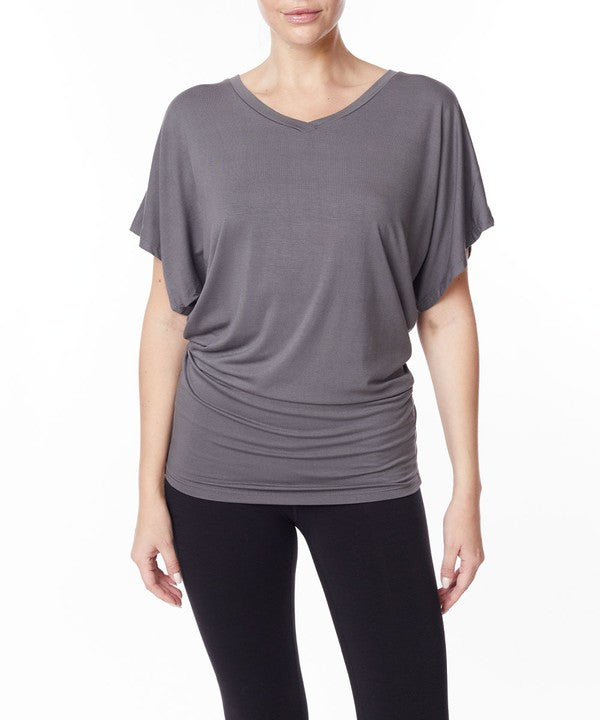 Bamboo Dolman Sleeve Tunic Top Fabina DULL GREY S 