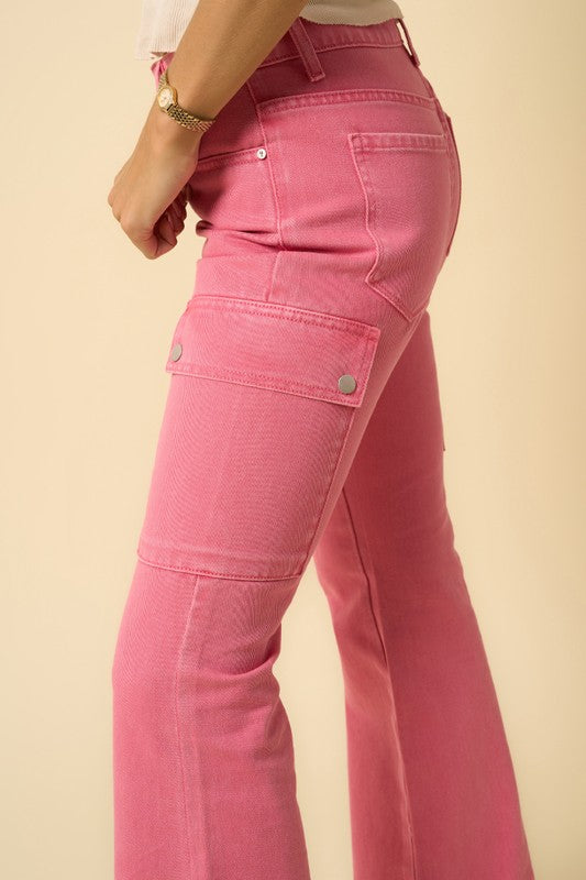 Pink Cargo Slit Slim Boot Jeans Denim Lab USA   