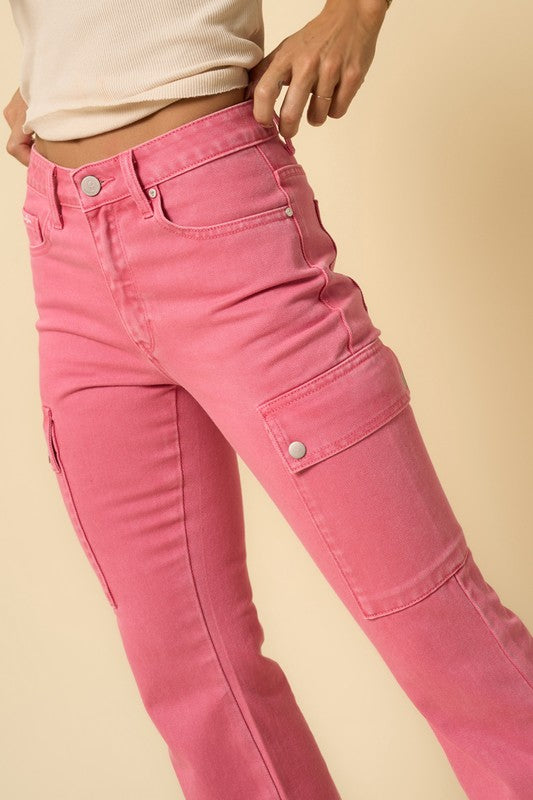 Pink Cargo Slit Slim Boot Jeans Denim Lab USA   