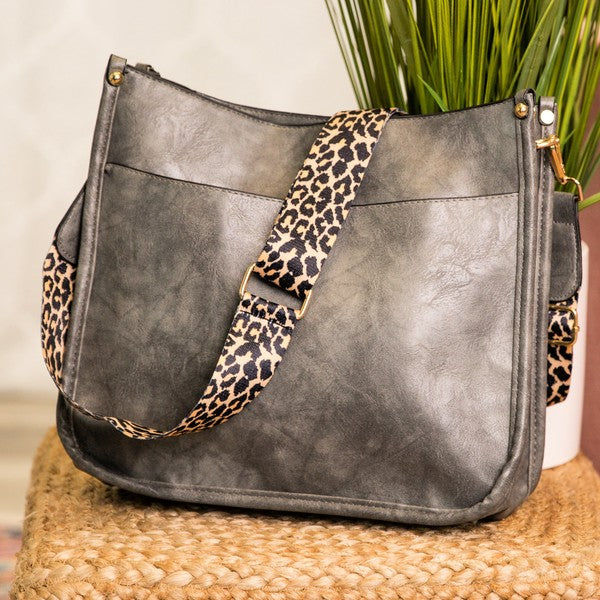 Crossbody Leopard Strap Bag Dani & Em Gray 1 