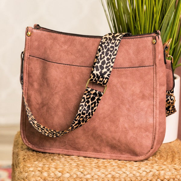 Crossbody Leopard Strap Bag Dani & Em Blush 1 