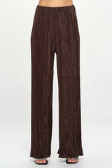 Brown Plisse High Waist Pants Renee C. Brown S 