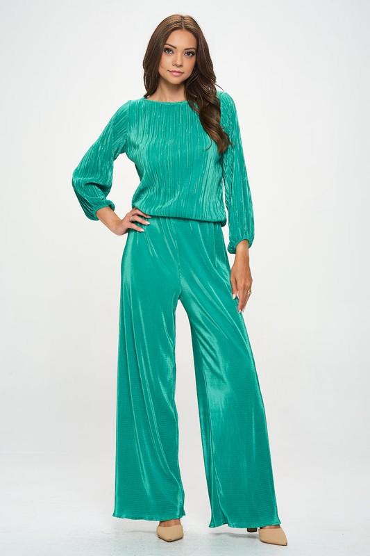 Green Plisse High Waist Pants Renee C.   