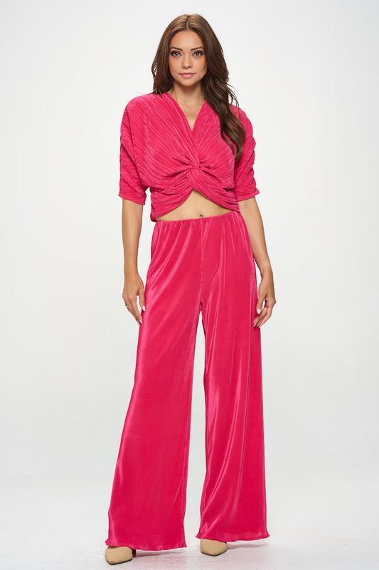 Fuchsia Plisse High Waist Pants Renee C.   