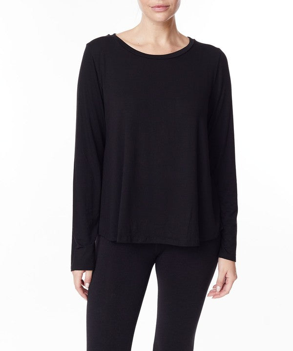 Bamboo Classic Long Sleeve Relaxed Top Fabina BLACK S 