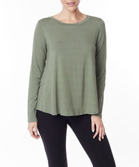 Bamboo Classic Long Sleeve Relaxed Top Fabina OLIVE S 