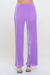 Lavender Plisse High Waist Pants Renee C. Neon Lavender S 