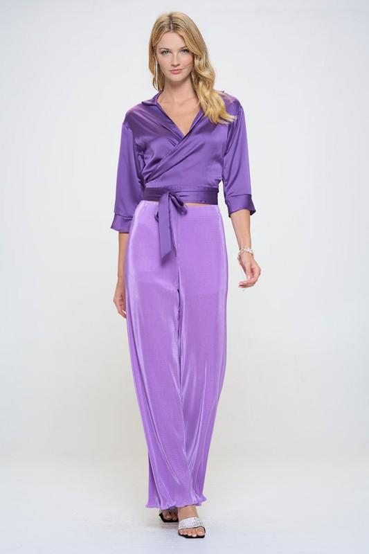 Lavender Plisse High Waist Pants Renee C.   