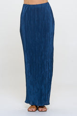 Blue Plisse Maxi Skirt with Slit Renee C.   