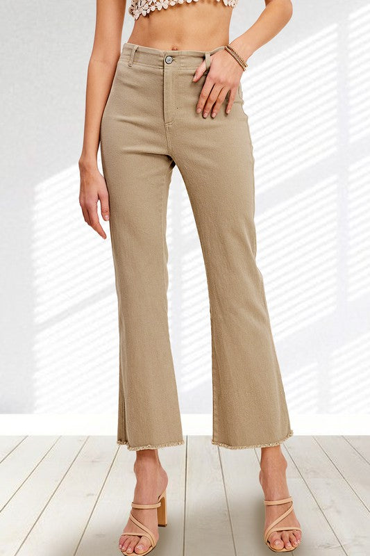 Soft Washed Stretchy High Rise Denim Pants La Miel TAN XS 