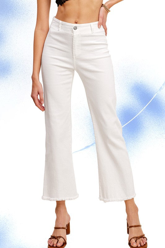 Soft Washed Stretchy High Rise Denim Pants La Miel WHITE XS 