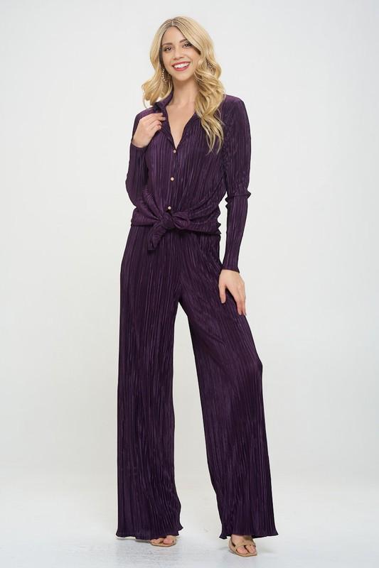 Purple Plisse High Waist Pants Renee C.   