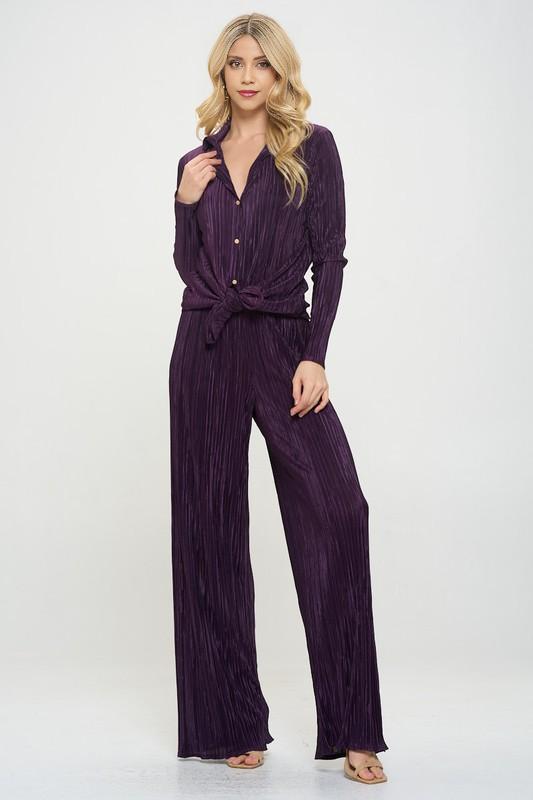 Purple Plisse High Waist Pants Renee C.   