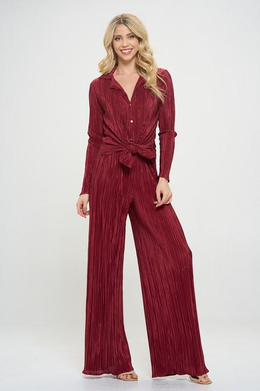 Red Plisse High Waist Pants Renee C.   