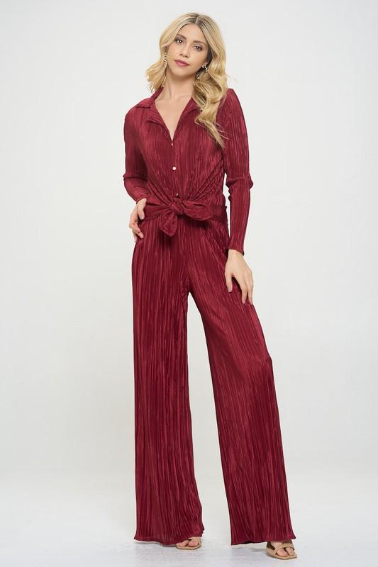 Red Plisse High Waist Pants Renee C.   