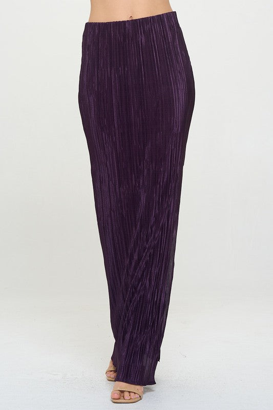 Purple Plisse Maxi Skirt with Slit Renee C.   