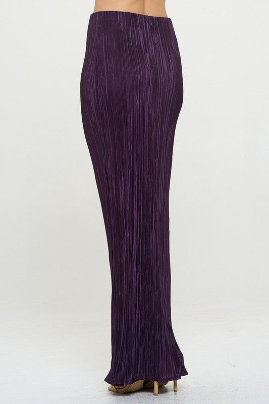 Purple Plisse Maxi Skirt with Slit Renee C.   